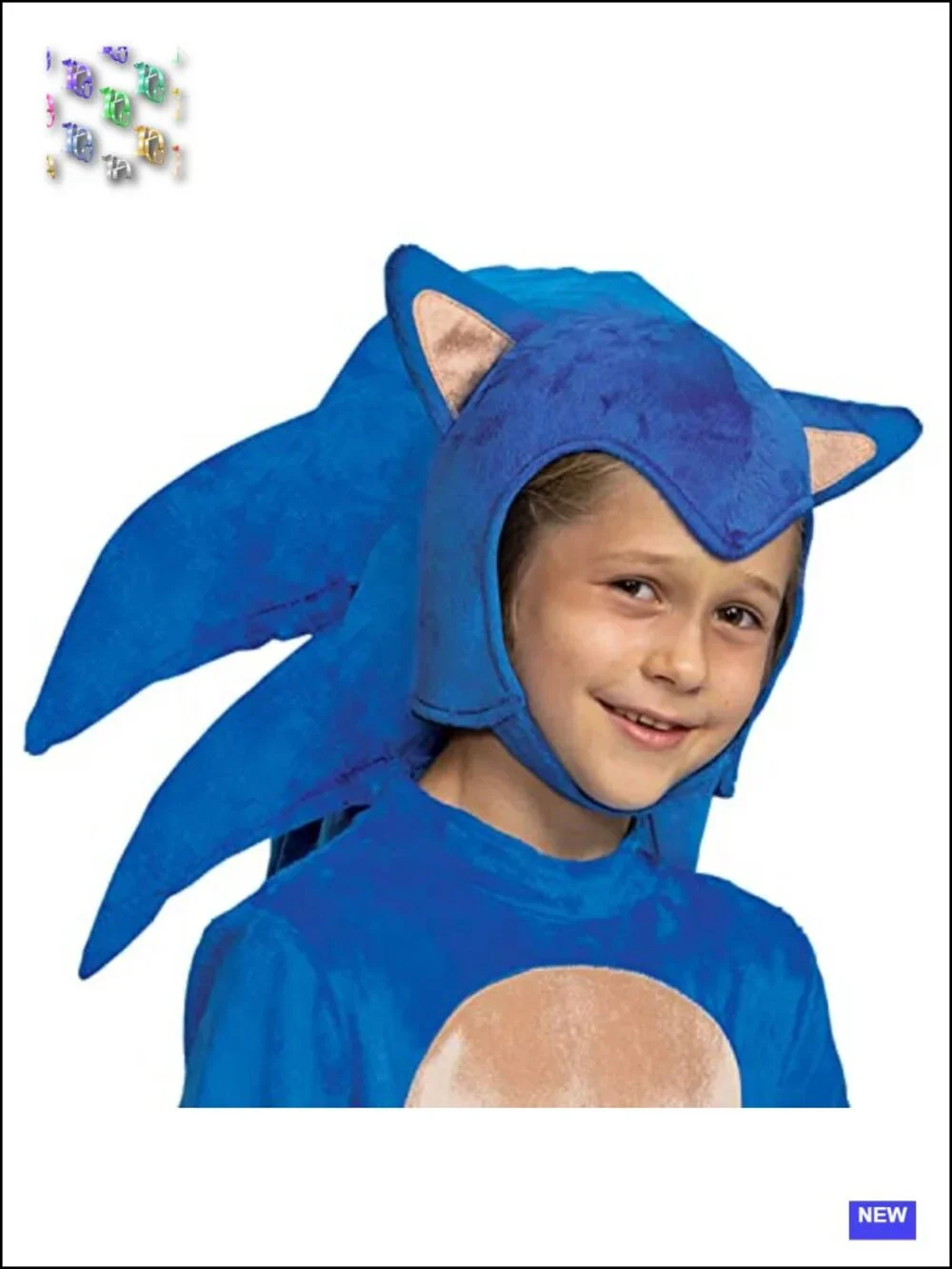Deluxe Sonic the Hedgehog Movie Costume with Headpiece, Gloves, Detachable Tail